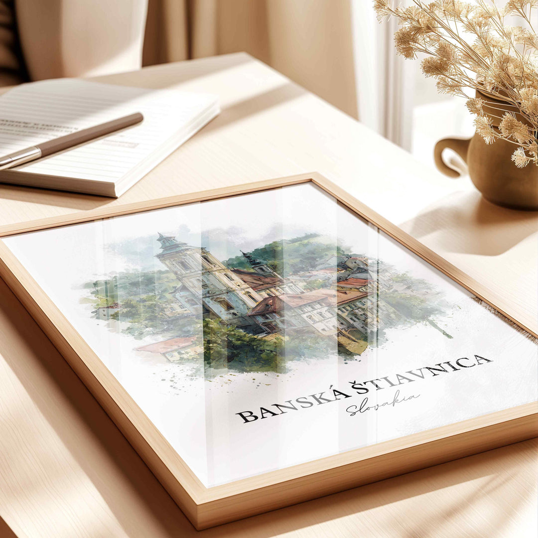 Banská Štiavnica, Slovakia – Watercolor Art Print