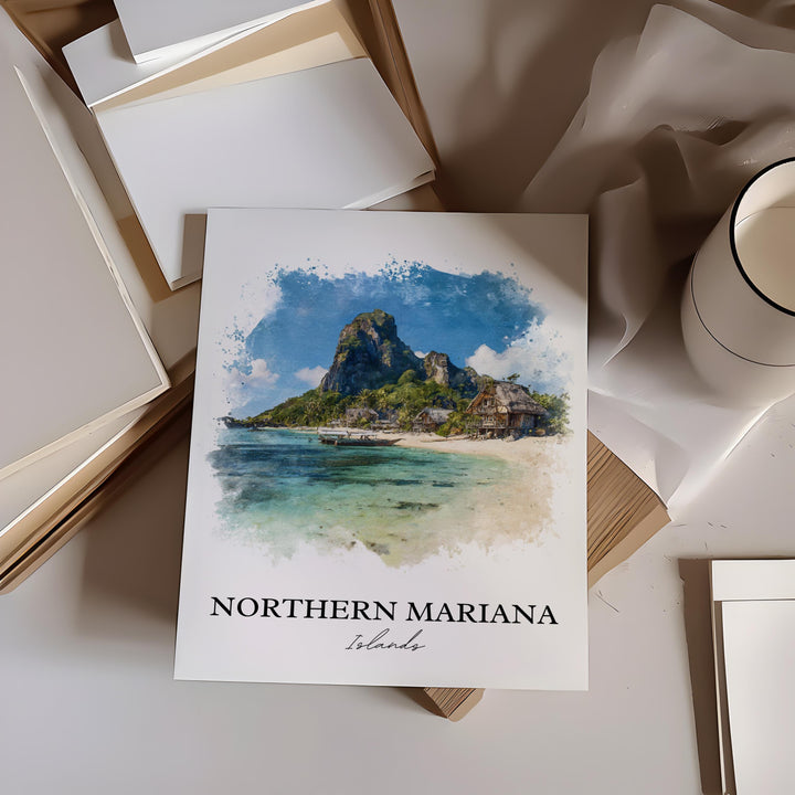 Northern Mariana Islands Art, Mariana Islands Print, Saipan Artwork, Mariana Islands Gift, Travel Print, Travel Poster, Housewarming Gift