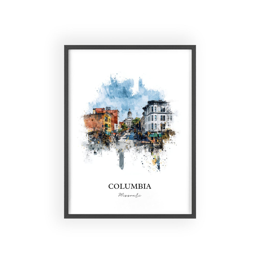 Columbia Missouri Wall Art, Columbia Print, Columbia MO Watercolor Art, Missouri Gift, Travel Print, Travel Poster, Housewarming Gift