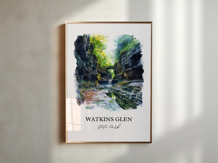 Watkins Glen State Park Art, Finger Lakes Print, Seneca Lake Artwork, Schuyler County Gift, Travel Print, Travel Poster, Housewarming Gift