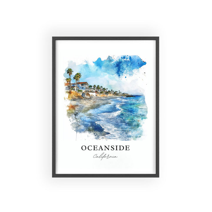 Oceanside CA Wall Art, San Diego Print, SoCal Watercolor Art, Oceanside California Gift, Travel Print, Travel Poster, Housewarming Gift