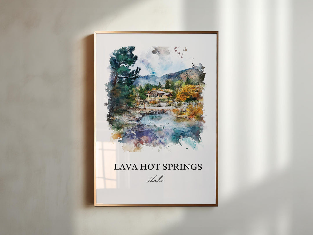 Lava Hot Springs Wall Art, Pocatello Print, Bannock County Watercolor, Lava Hot Springs Gift, Travel Print, Travel Poster, Housewarming Gift