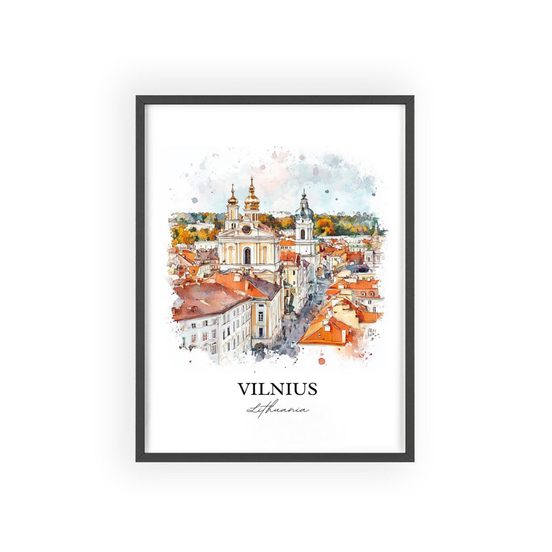 Vilnius Wall Art, Lithuania Print, Lithuania Watercolor Art, Vilnius Gift, Travel Print, Travel Poster, Housewarming Gift