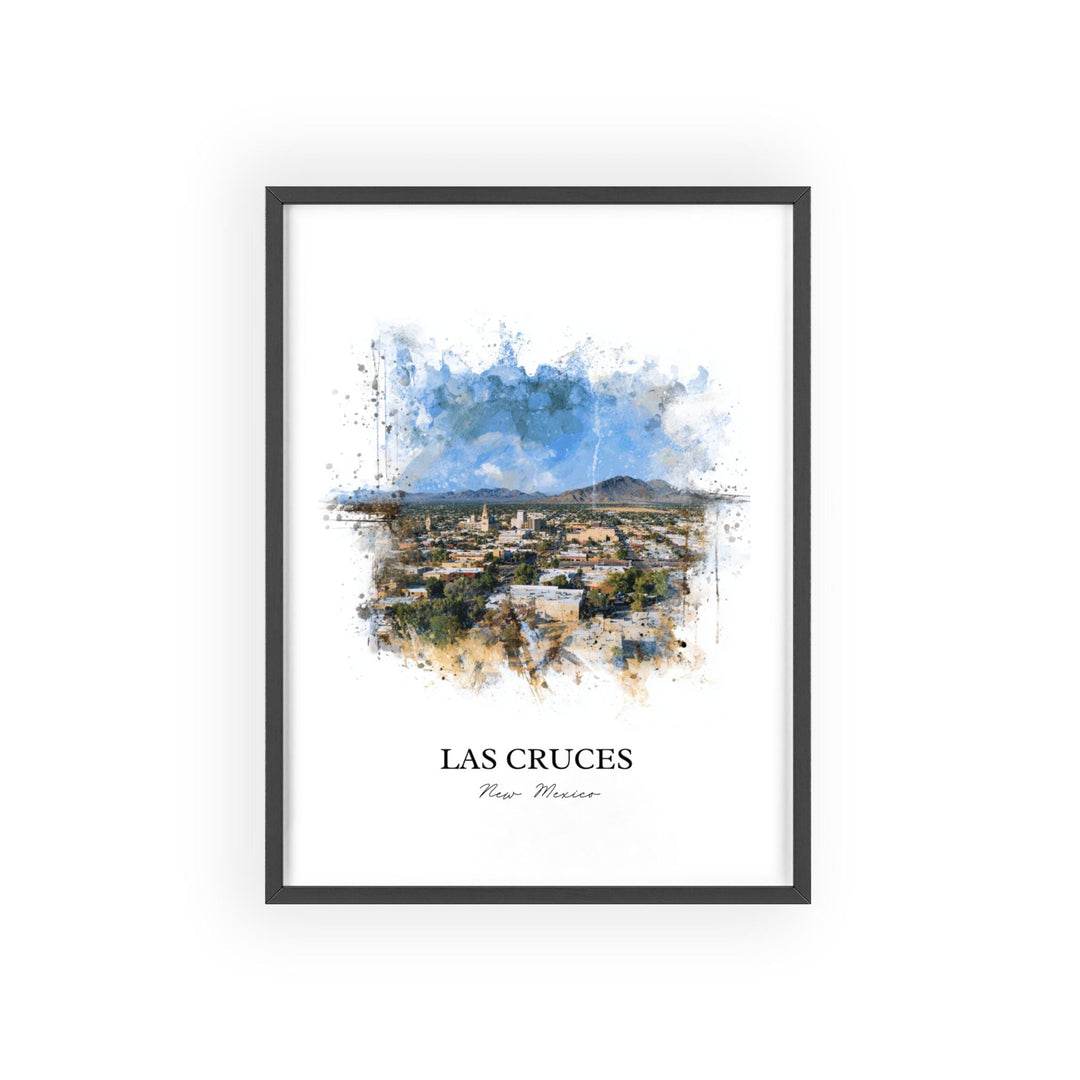 Las Cruces NM Wall Art, Las Cruces Print, New Mexico Watercolor Art, Chihuahuan Desert Gift, Travel Print, Travel Poster, Housewarming Gift