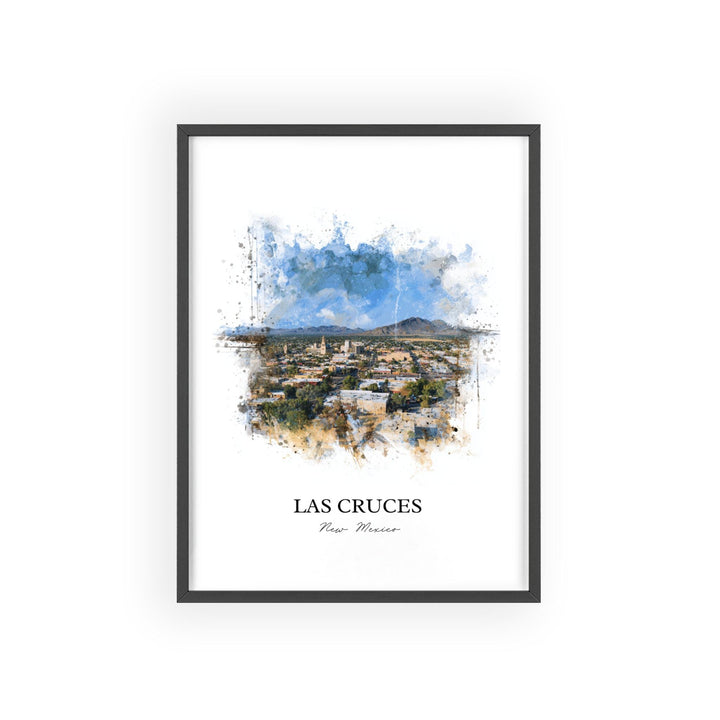 Las Cruces NM Wall Art, Las Cruces Print, New Mexico Watercolor Art, Chihuahuan Desert Gift, Travel Print, Travel Poster, Housewarming Gift