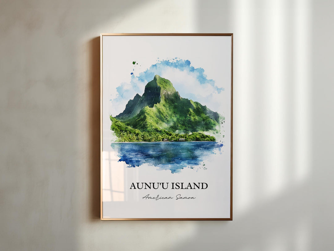 Aunu'u Island Wall Art, Tutuila Island Print, American Samoa Watercolor, Aunu'u Island Gift, Travel Print, Travel Poster, Housewarming Gift