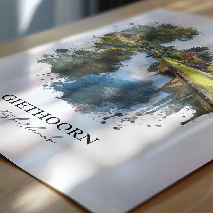 Giethoorn, Netherlands – Watercolor Art Print
