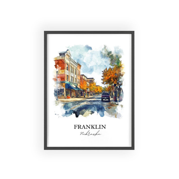 Franklin NE Wall Art, Franklin Nebraska Print, Nebraska Watercolor Art, Nebraska Gift, Travel Print, Travel Poster, Housewarming Gift