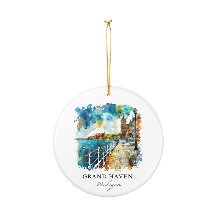 Grand Haven MI Ornament: Unique Grand Haven Souvenir, Grand Haven MI Xmas Decor, and Authentic Michigan Gift