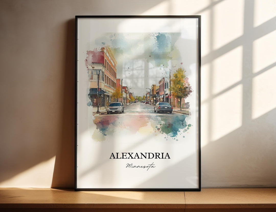 Alexandria MN Art, Douglas County Print, Minnesota Watercolor Art, Alexandria Minnesota Gift, Travel Print, Travel Poster, Housewarming Gift