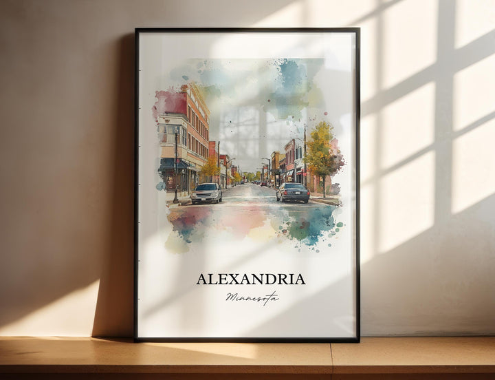 Alexandria MN Art, Douglas County Print, Minnesota Watercolor Art, Alexandria Minnesota Gift, Travel Print, Travel Poster, Housewarming Gift