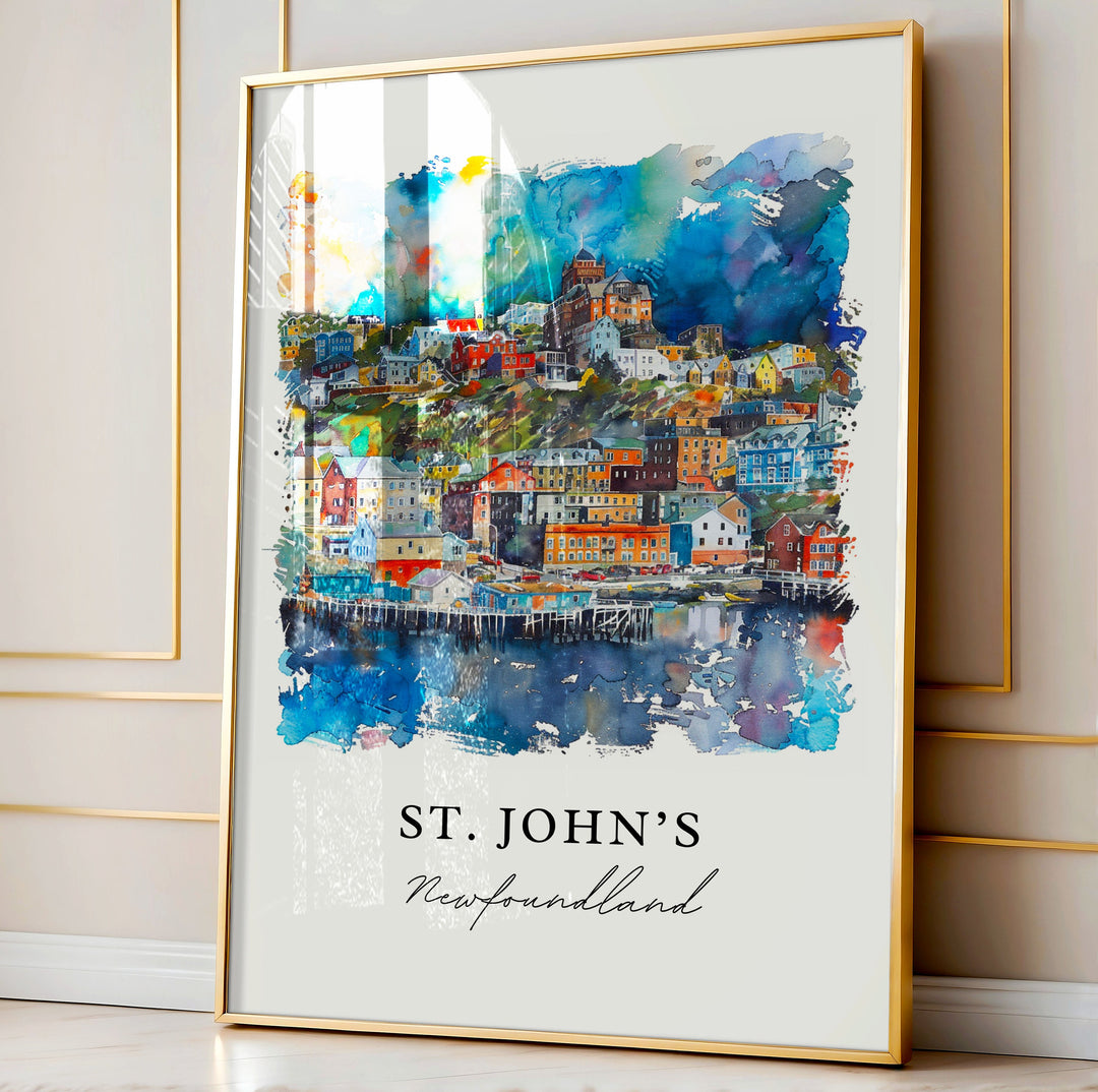 St Johns Newfoundland Wall Art, St Johns Print, Newfoundland Watercolor, Labrador Canada Gift, Travel Print, Housewarming Gift