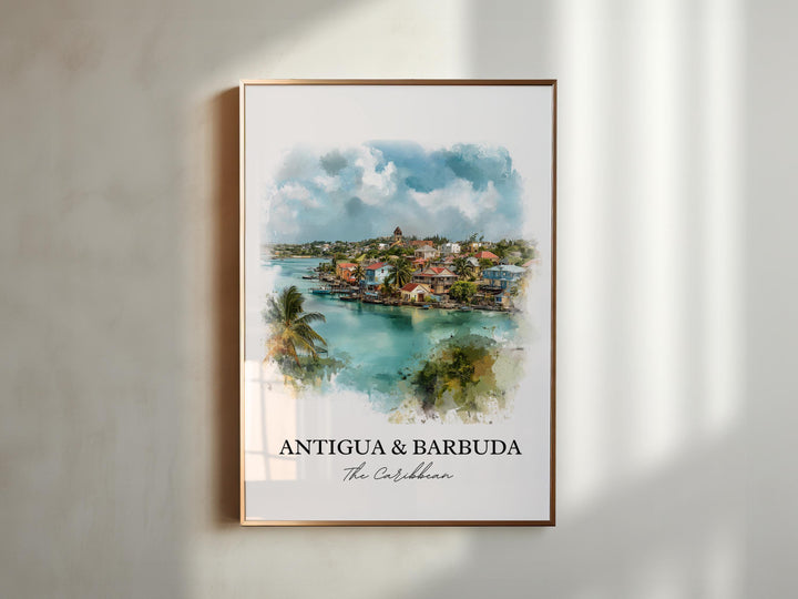 Antigua & Barbuda Wall Art, Caribbean Print, Caribbean Artwork, Antigua Barbuda Gift, Travel Print, Travel Poster, Housewarming Gift
