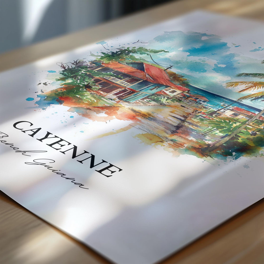 Cayenne Wall Art, French Guiana Print, French Guiana Watercolor Art, Cayenne Gift, Travel Print, Travel Poster, Housewarming Gift