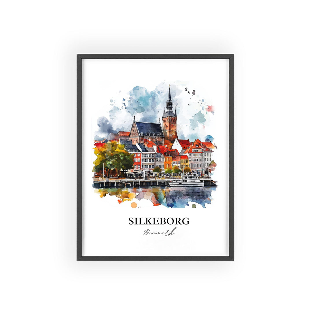 Silkeborg, Denmark – Watercolor Art Print of Jutlandic Peninsula