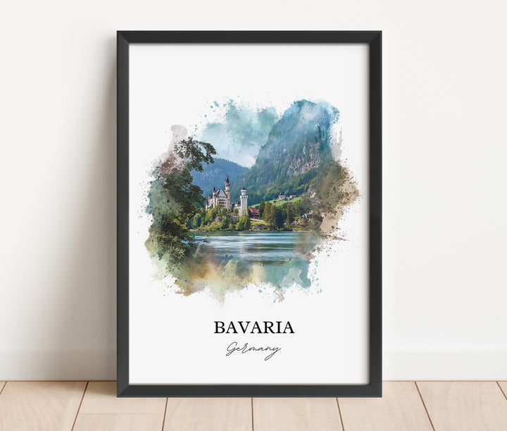 Bavaria Wall Art, Bavaria Print, Bavaria Germany Watercolor Art, Germany Gift, Germany Travel Print, Travel Poster, Housewarming Gift