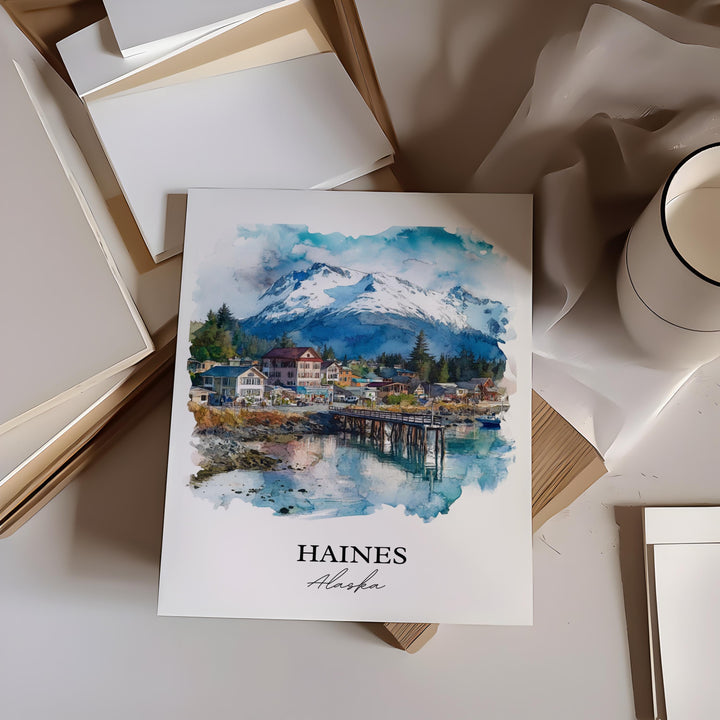 Haines Alaska Wall Art, Glacier Bay Park Print, Alaska Watercolor Art, Haines AK Gift, Travel Print, Travel Poster, Housewarming Gift