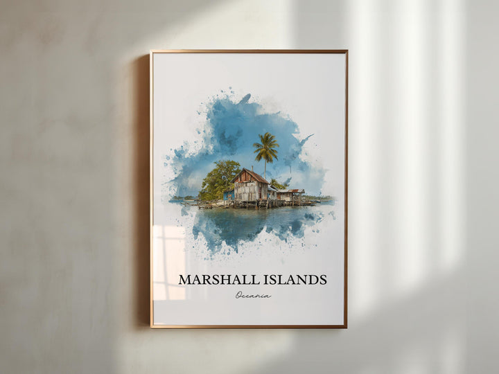 Marshall Islands Art, Marshall Islands Print, Oceania Watercolor Art, Marshall Islands Gift, Travel Print, Travel Poster, Housewarming Gift