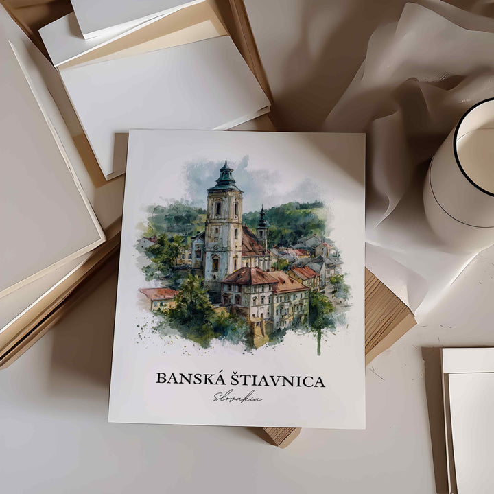Banská Štiavnica, Slovakia – Watercolor Art Print