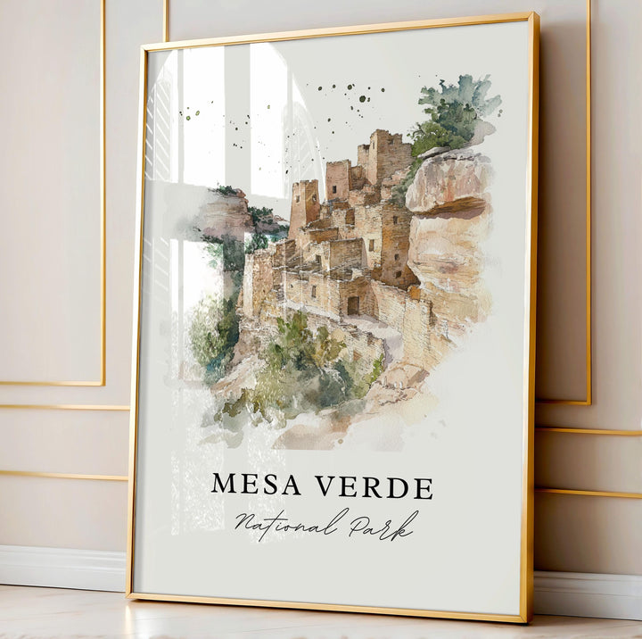 Mesa Verde Wall Art, Mesa Verde Print, Montezuma County Watercolor, Mesa Verde CO Gift,