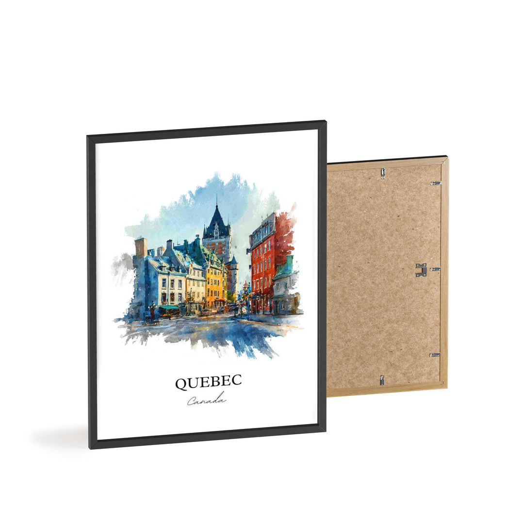 Quebec Wall Art, Quebec Print, Quebec Watercolor Art, Quebec Canada Gift, Canada Travel Print, Travel Poster, Housewarming Gift
