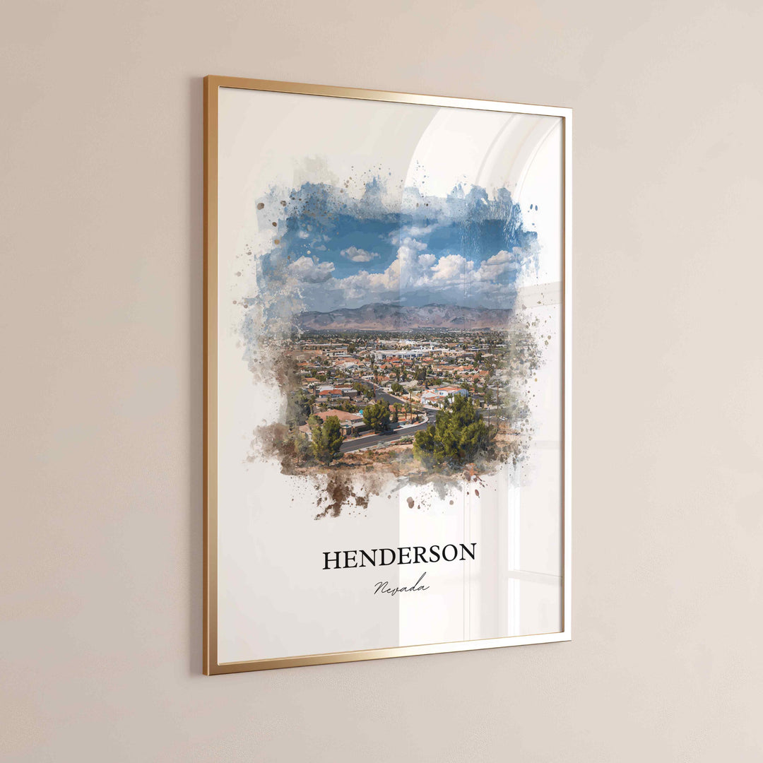 Henderson NV Wall Art, Henderson Print, Nevada Watercolor Art, Henderson Nevada Gift, Travel Print, Travel Poster, Housewarming Gift