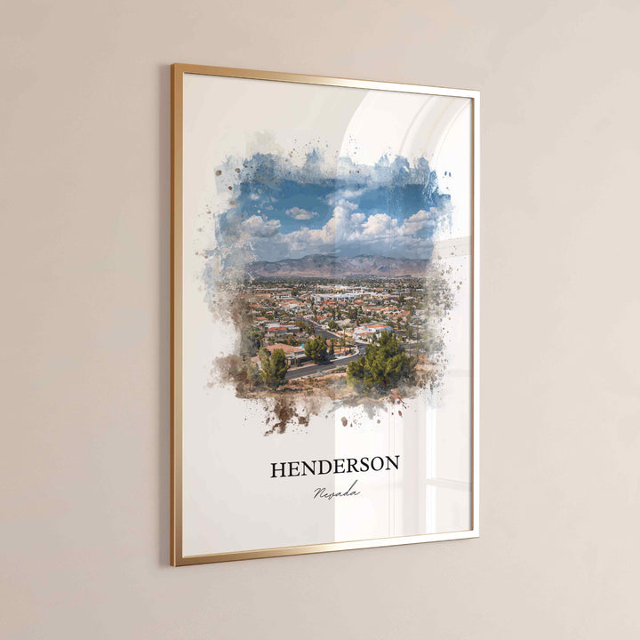 Henderson NV Wall Art, Henderson Print, Nevada Watercolor Art, Henderson Nevada Gift, Travel Print, Travel Poster, Housewarming Gift