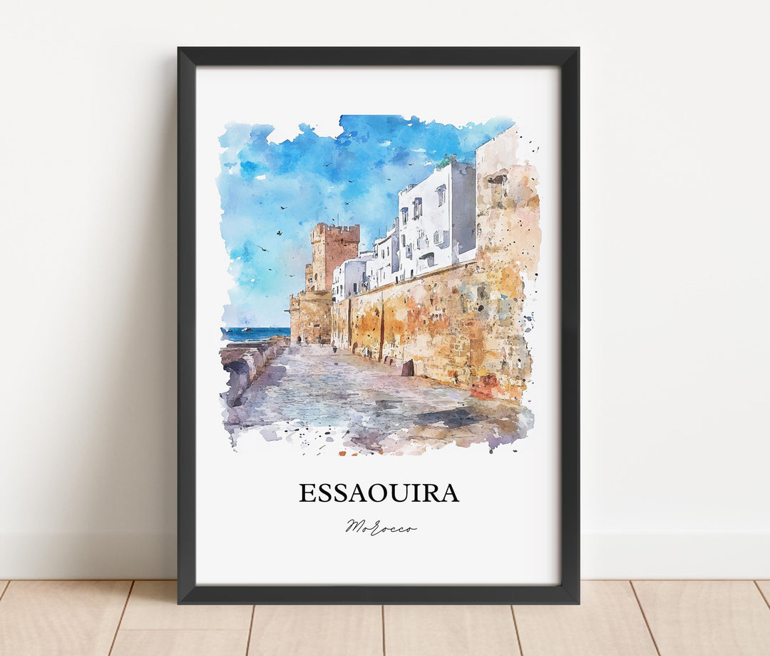 Essaouira Wall Art, Essaouira Print, Morocco Watercolor Art, Essaouira Gift, Travel Print, Travel Poster, Housewarming Gift