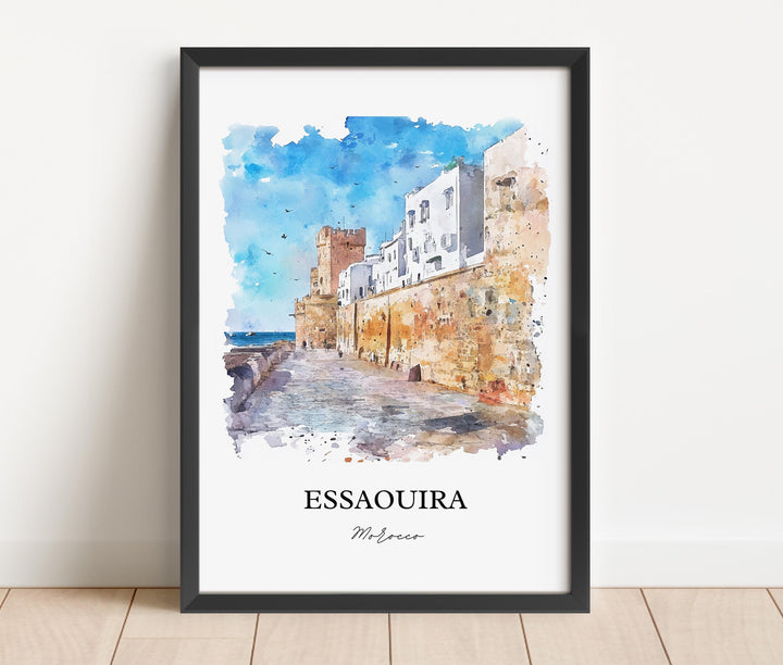 Essaouira Wall Art, Essaouira Print, Morocco Watercolor Art, Essaouira Gift, Travel Print, Travel Poster, Housewarming Gift
