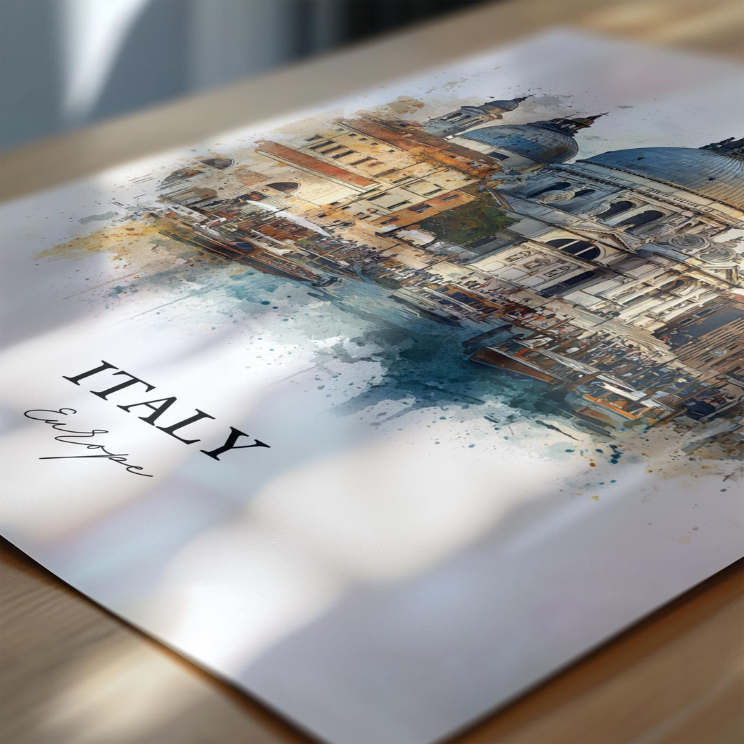 Italy Wall Art, Italy Print, Italy Watercolor Art, Italy Gift, Travel Print, Travel Poster, Housewarming Gift