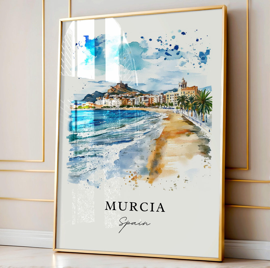 Murcia Spain Wall Art, Murcia Print, Murcia Watercolor Art, Murcia Espana Gift,