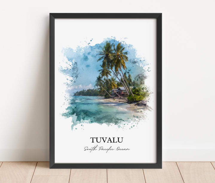 Tuvalu Wall Art, Tuvalu Print, Tuvalu Watercolor Art, Tuvalu Island Gift, Travel Print, Travel Poster, Housewarming Gift