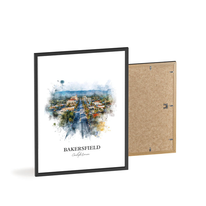 Bakersfield, California Wall Art, Bakersfield Print, Bakersfield Watercolor Art, Bakersfield Gift, Travel Print, Travel Poster, Housewarming Gift