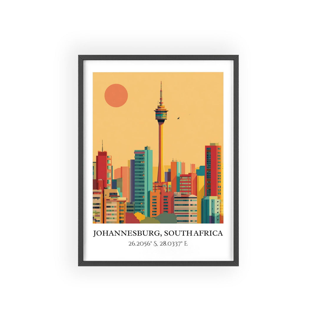 Johannesburg Art, Johannesburg Retro Travel Art, South Africa Decor, Johannesburg Gift, South Africa Art, Travel Prints, Housewarming Gift