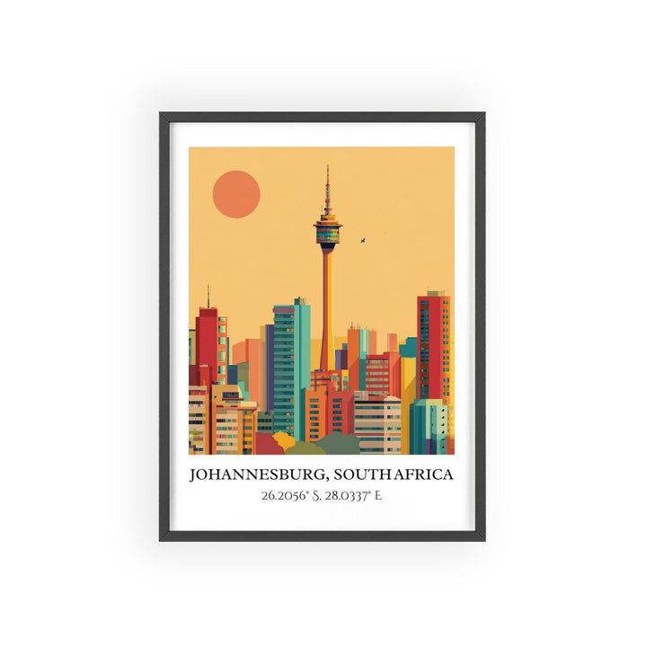 Johannesburg Art, Johannesburg Retro Travel Art, South Africa Decor, Johannesburg Gift, South Africa Art, Travel Prints, Housewarming Gift