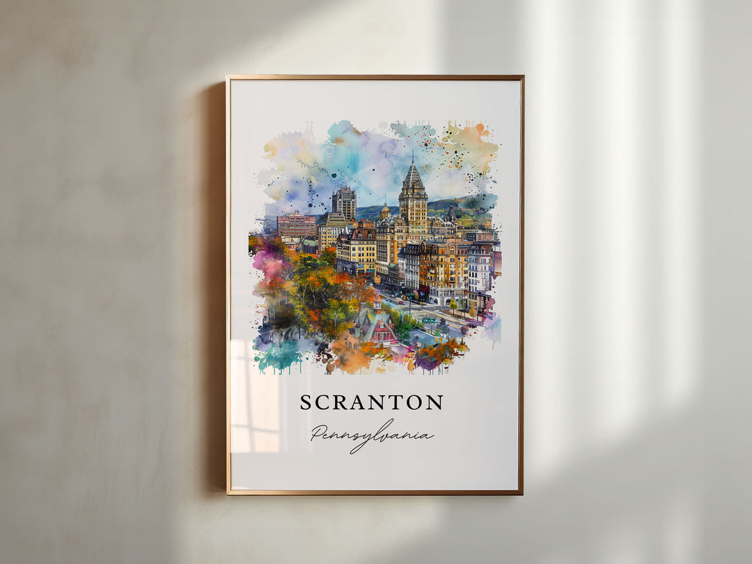 Scranton PA Wall Art, Scranton Print, Scranton Watercolor Art, Scranton Pennsylvania Gift,