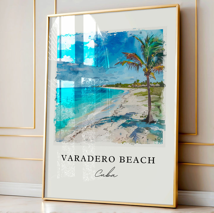 Varadero Beach Wall Art, Varadero Cuba Print, Varadero Watercolor Art, Cuba Beach Gift,