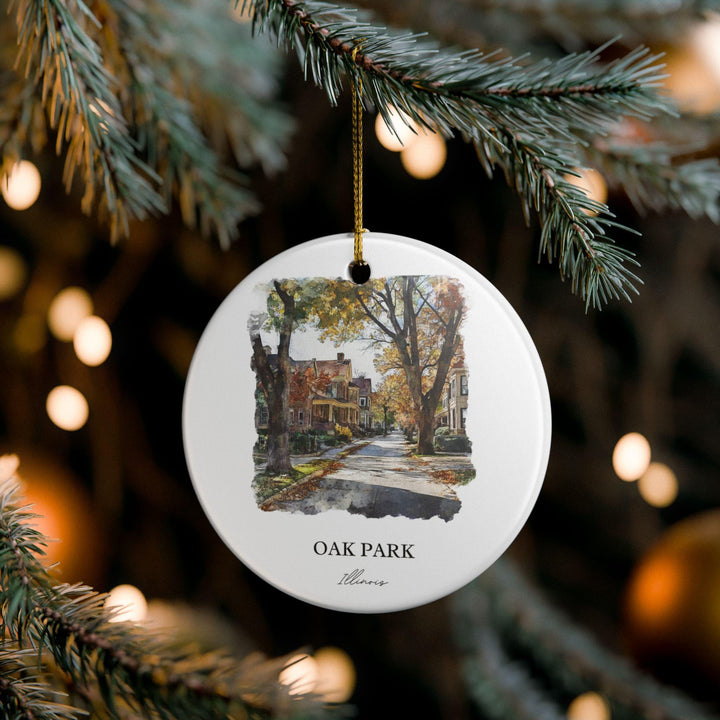 Oak Park IL Ornament: Unique Oak Park Illinois Souvenir, Illinois Xmas Decor, and Authentic Oak Park IL Gift