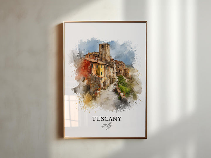 Tuscany Italy Wall Art, Tuscany Print, Tuscany Watercolor Art, Tuscany Italy Gift, Italy Travel Print, Travel Poster, Housewarming Gift