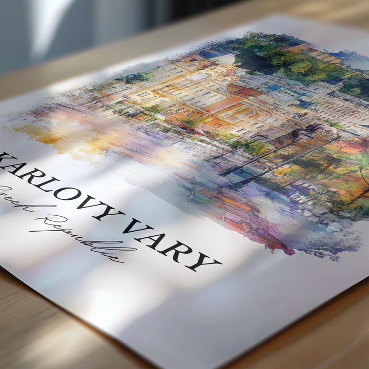 Karlovy Vary Wall Art, Czech Republic Print, Carlsbad Watercolor Art, Karlovy Vary Gift, Travel Print, Travel Poster, Housewarming Gift