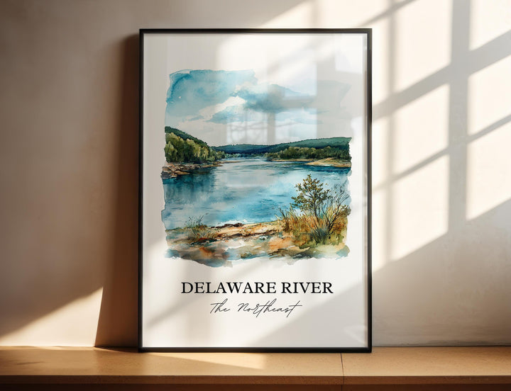 Delaware River Wall Art, Delaware Print, Delaware Watercolor Art, Delaware River Gift, Travel Print, Travel Poster, Housewarming Gift