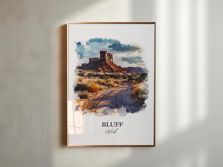 Bluff UT Wall Art, San Juan County Print, Utah Watercolor Art, Bluff Utah Gift, Travel Print, Travel Poster, Housewarming Gift