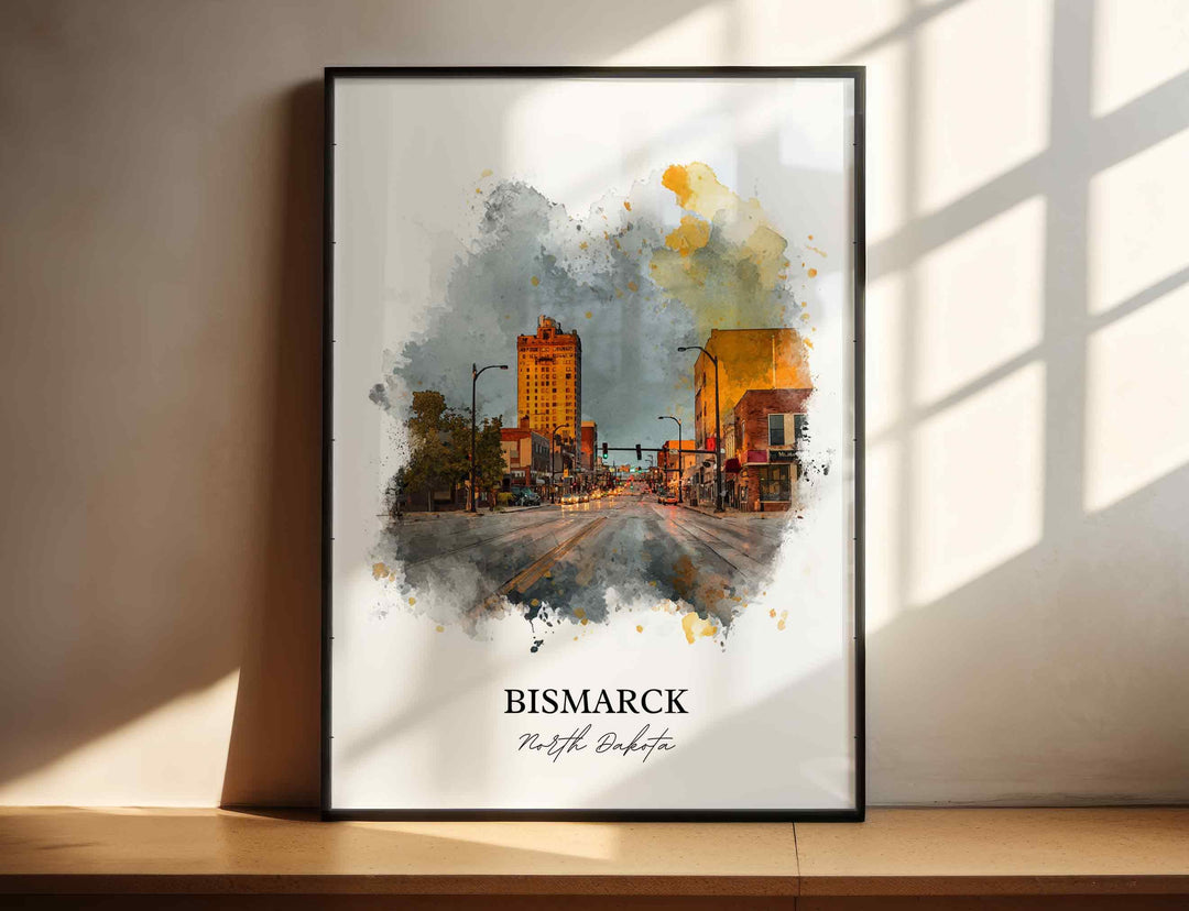 Bismarck, North Dakota Wall Art, Bismarck Print, Bismarck Watercolor Art, North Dakota Gift, Travel Print, Travel Poster, Housewarming Gift