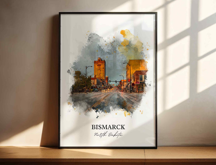 Bismarck, North Dakota Wall Art, Bismarck Print, Bismarck Watercolor Art, North Dakota Gift, Travel Print, Travel Poster, Housewarming Gift