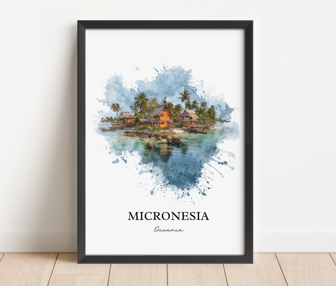 Micronesia Wall Art, Micronesia Print, Micronesia Watercolor Art, Micronesia Gift, Travel Print, Travel Poster, Housewarming Gift