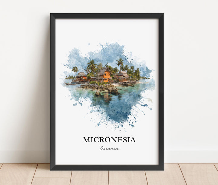 Micronesia Wall Art, Micronesia Print, Micronesia Watercolor Art, Micronesia Gift, Travel Print, Travel Poster, Housewarming Gift