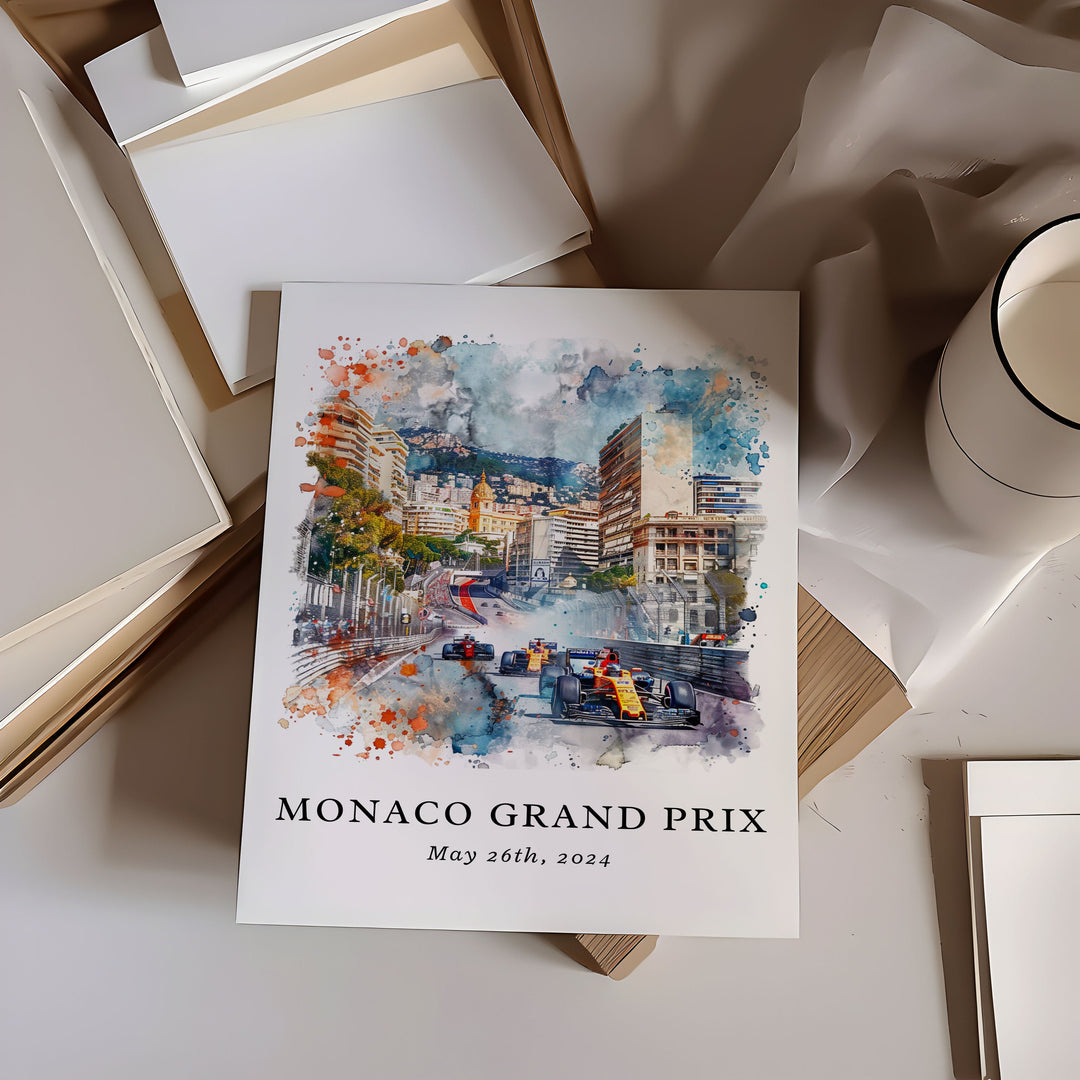 Monaco Grand Prix Wall Art, Monaco F1 Print, Monaco Grand Prix Watercolor, Monaco F1 Gift,