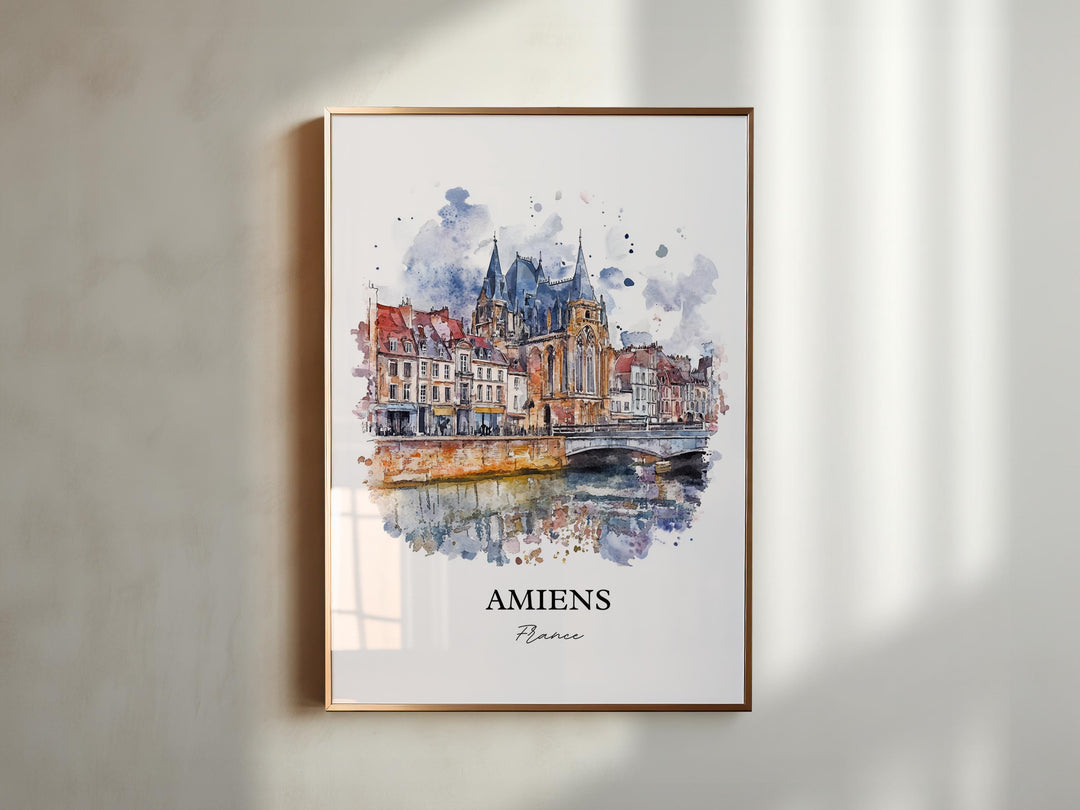 Amiens France Wall Art, Hauts-de-France Print, France Watercolor Art, Amiens France Gift, Travel Print, Travel Poster, Housewarming Gift