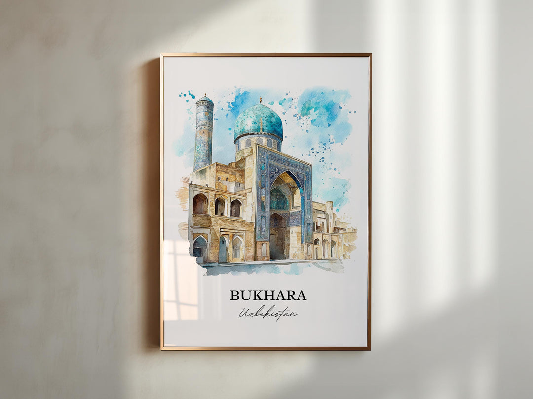 Bukhara Wall Art, Bukhara Print, Uzbekistan Watercolor Art, Bukhara Gift, Travel Print, Travel Poster, Housewarming Gift