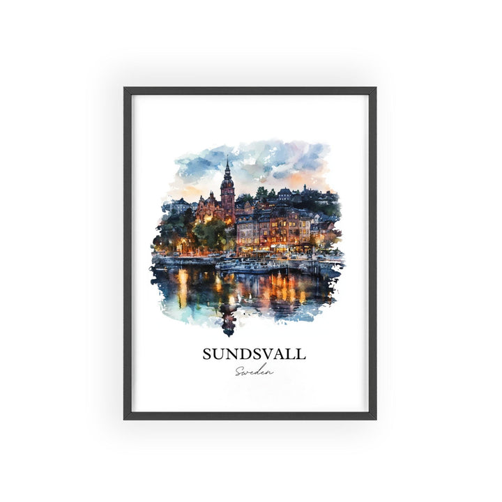 Sundsvall Travel Print Wall Art Sundsvall Wall Hanging Home Décor Sundsvall Gift Art Lovers Sweden Art Lover Gift Sundsvall Poster